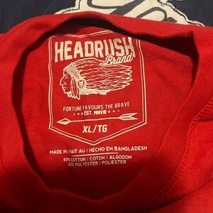 HEADRUSH Brand Red Men's Short Sleeve Tee XL